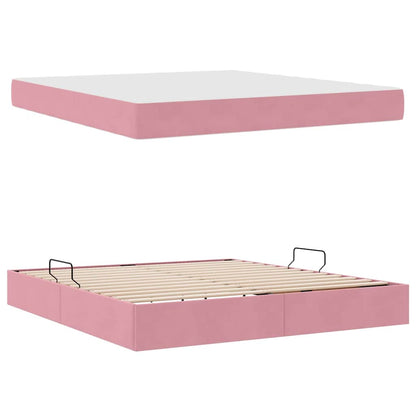 Letto con contenitore e materasso Rosa 180 x 200 cm Velluto | homemem39