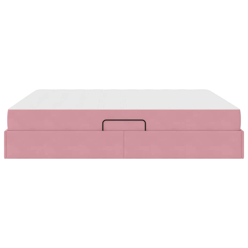 Letto con contenitore e materasso Rosa 180 x 200 cm Velluto | homemem39