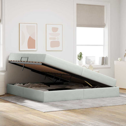 Letto con contenitore e materasso Grigio chiaro 200 x 200 cm | homemem39