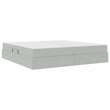 Letto con contenitore e materasso Grigio chiaro 200 x 200 cm | homemem39