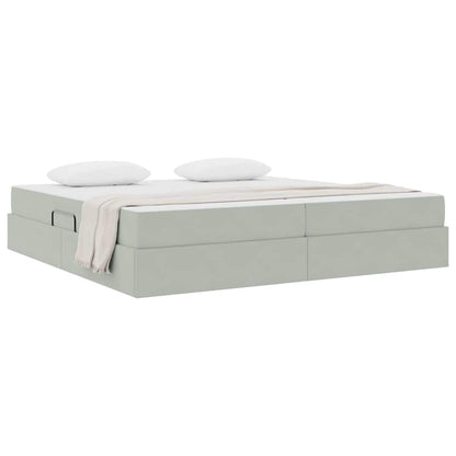 Letto con contenitore e materasso Grigio chiaro 200 x 200 cm | homemem39