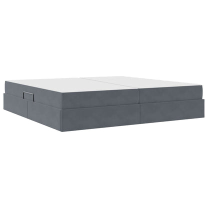 Letto con contenitore e materasso Grigio scuro 200 x 200 cm | homemem39