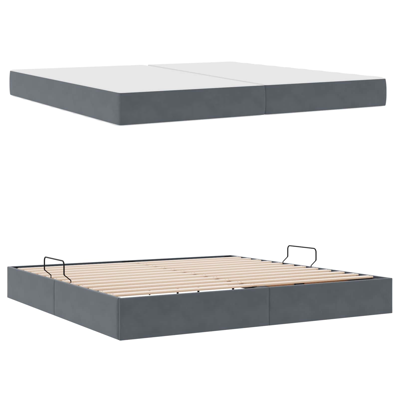 Letto con contenitore e materasso Grigio scuro 200 x 200 cm | homemem39