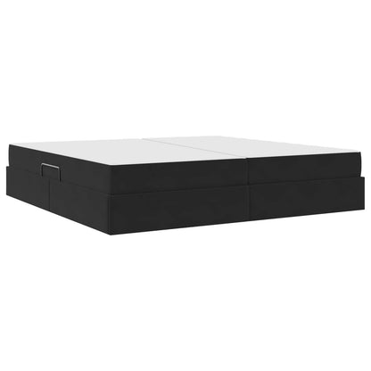 Letto con contenitore e materasso Nero 200 x 200 cm Velluto | homemem39