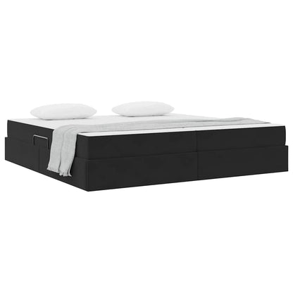 Letto con contenitore e materasso Nero 200 x 200 cm Velluto | homemem39