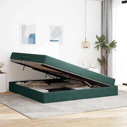 Letto con contenitore e materasso Verde Scuro 200 x 200 cm | homemem39