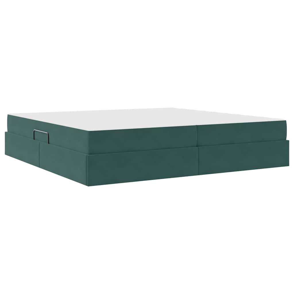 Letto con contenitore e materasso Verde Scuro 200 x 200 cm | homemem39