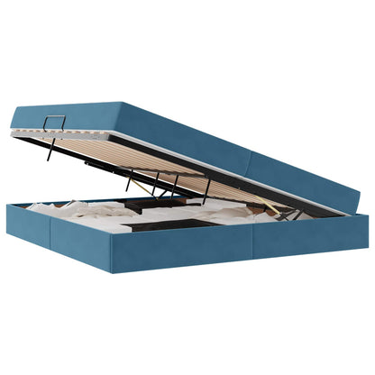 Letto con contenitore e materasso Blu Scuro 200 x 200 cm | homemem39
