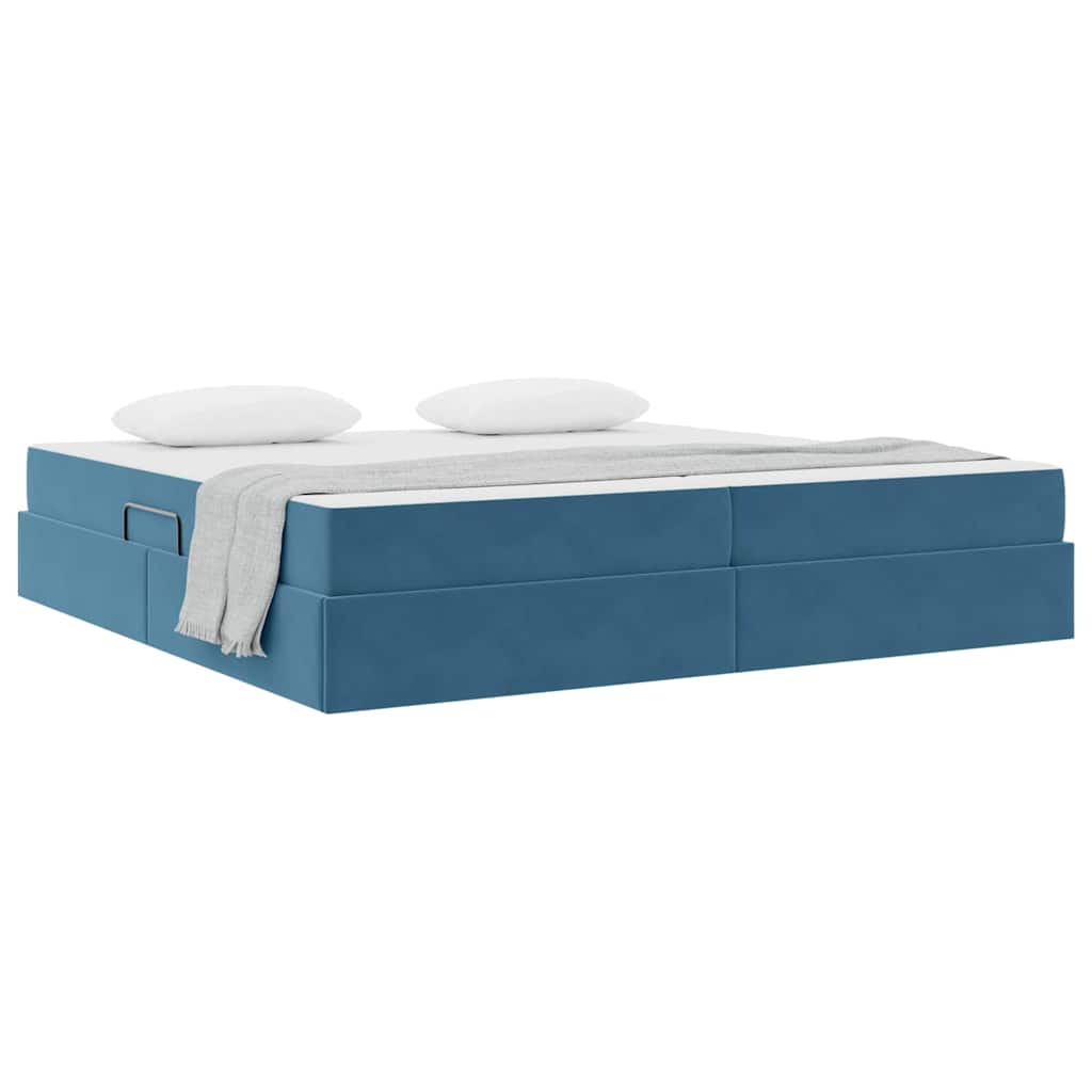 Letto con contenitore e materasso Blu Scuro 200 x 200 cm | homemem39