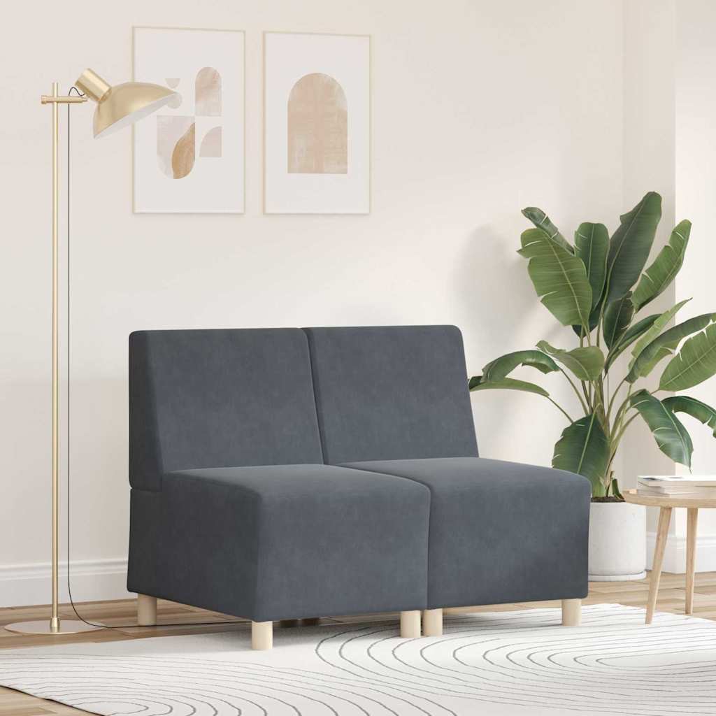 Unità di Divano Modulare Senza Braccioli 2 pcs Grigio scuro | homemem39