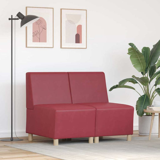 Unità di Divano Modulare Senza Braccioli 2 pcs Rosso vino