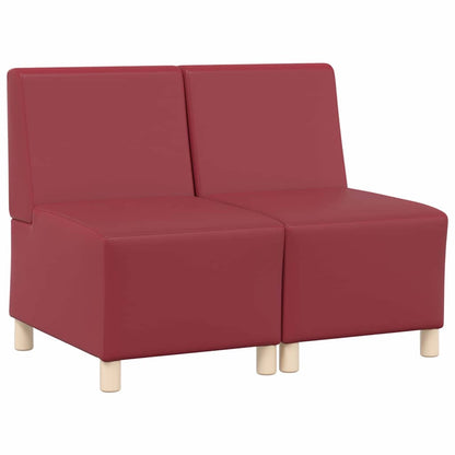 Unità di Divano Modulare Senza Braccioli 2 pcs Rosso vino