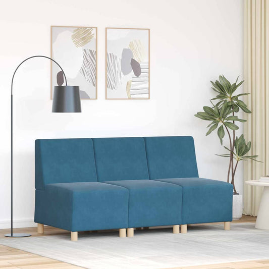 Unità di Divano Modulare Senza Braccioli 3 pcs Blu