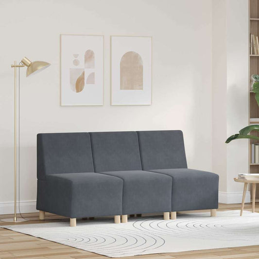 Unità di Divano Modulare Senza Braccioli 3 pcs Grigio scuro