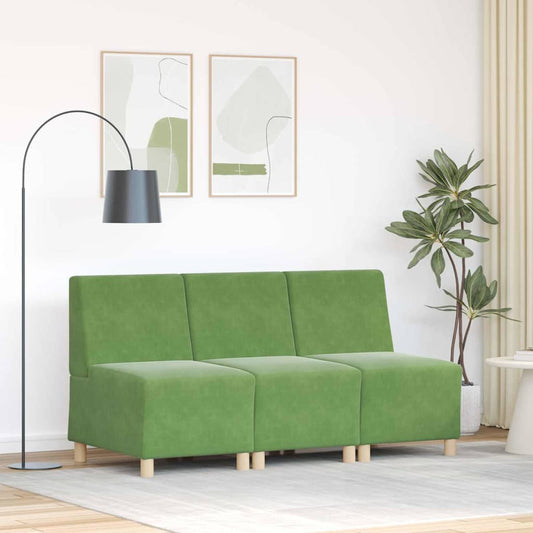 Unità di Divano Modulare Senza Braccioli 3 pcs Verde chiaro
