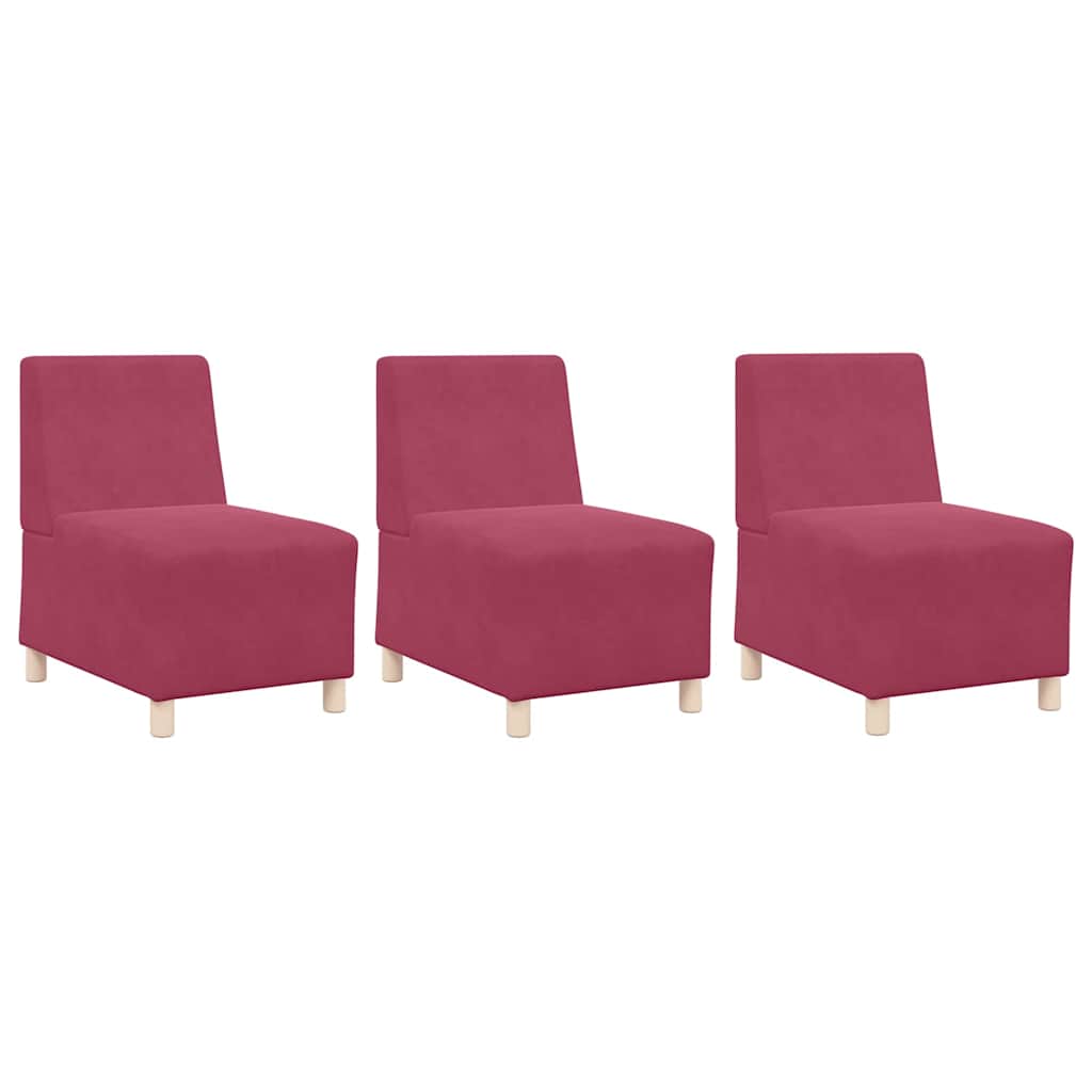 Unità di Divano Modulare Senza Braccioli 3 pcs Rosso Vino - homemem39