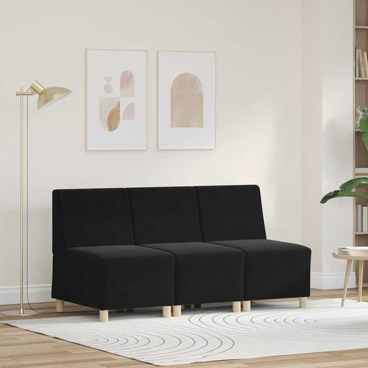 Unità di Divano Modulare Senza Braccioli 3 pcs Nero