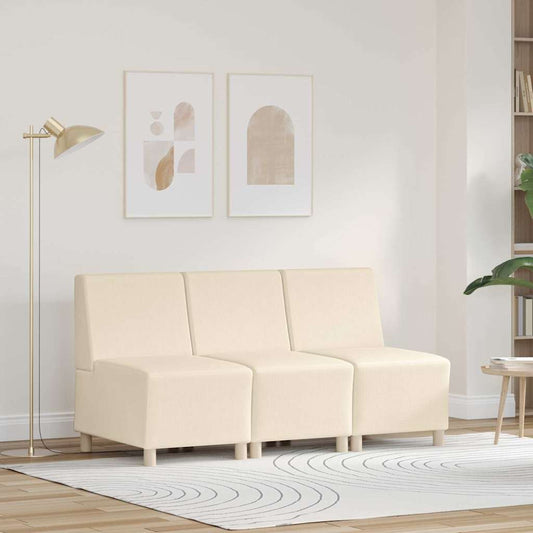 Unità di Divano Modulare Senza Braccioli 3 pcs Crema
