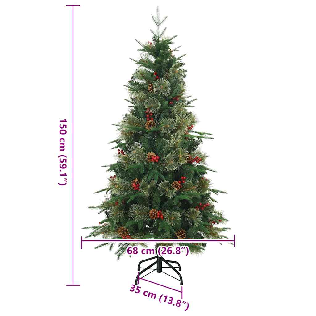 Albero di Natale Artificiale con Rami Pieghevoli Verde 150 cm