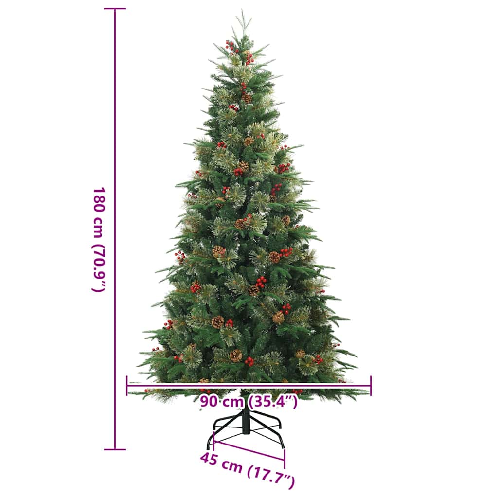 Albero di Natale Artificiale con Rami Pieghevoli Verde 180 cm
