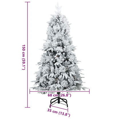 Albero di Natale Artificiale Snodato Foderato di Neve Bianco