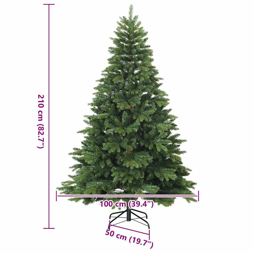 Albero di Natale Artificiale con Rami Pieghevoli Verde 210 cm