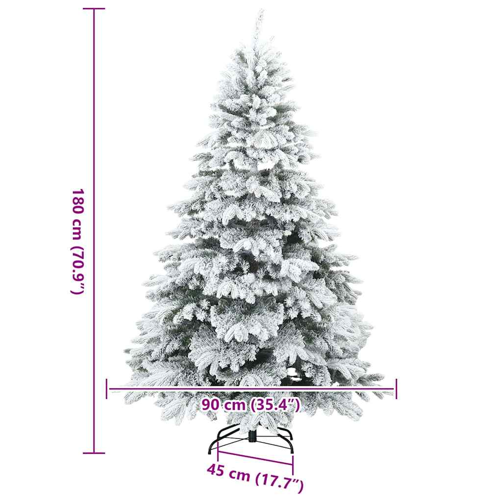Albero di Natale Artificiale Snodato Foderato di Neve Bianco