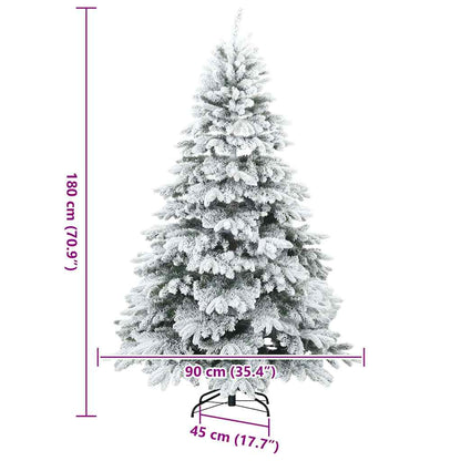 Albero di Natale Artificiale Snodato Foderato di Neve Bianco