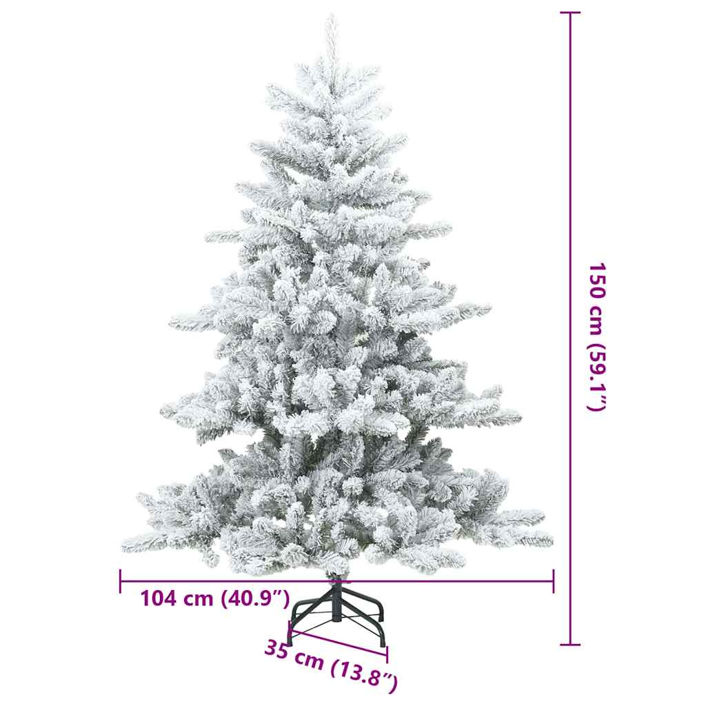 Albero di Natale Artificiale Snodato Foderato di Neve Bianco