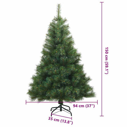Albero di Natale Artificiale con Rami Pieghevoli Verde 150 cm