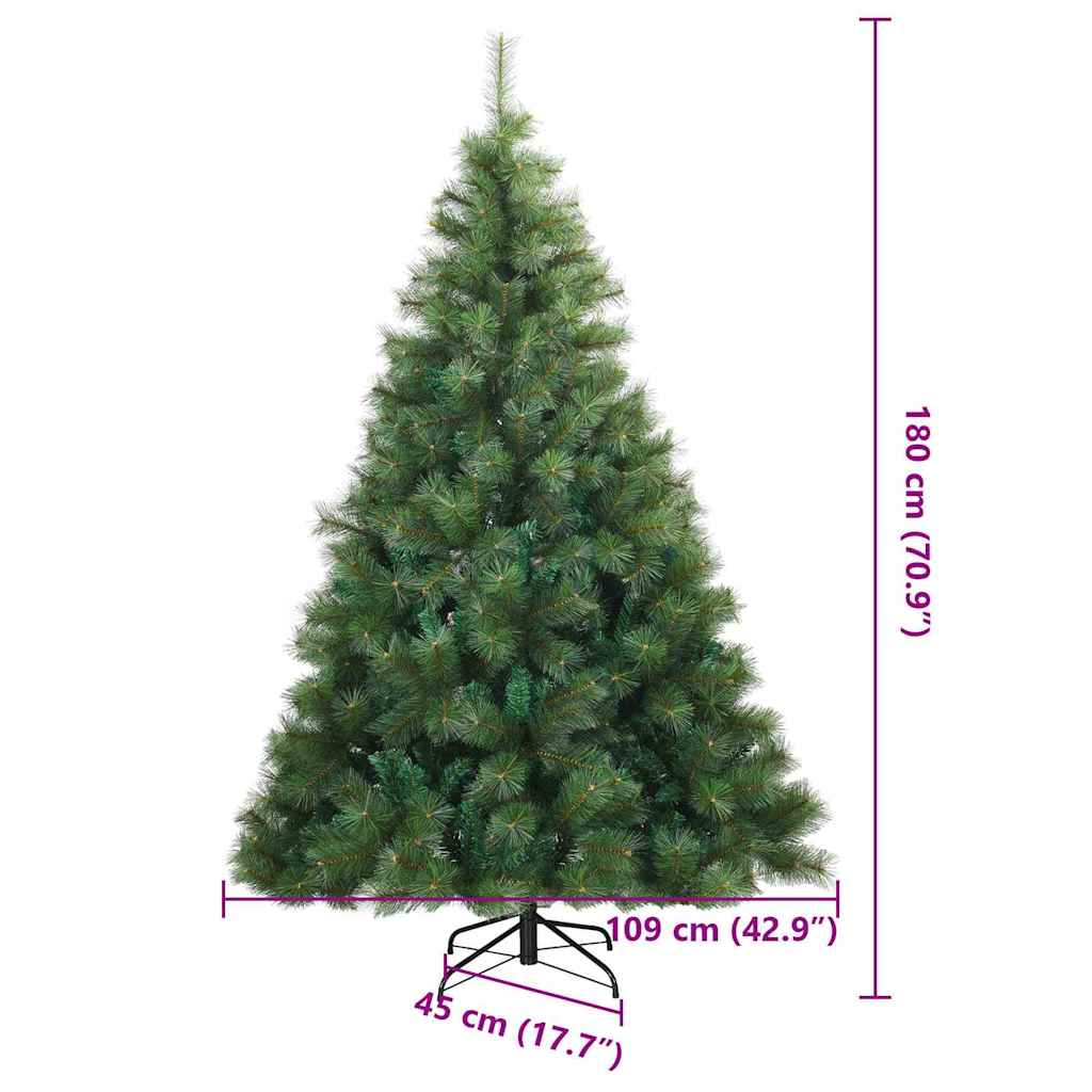 Albero di Natale Artificiale con Rami Pieghevoli Verde 180 cm