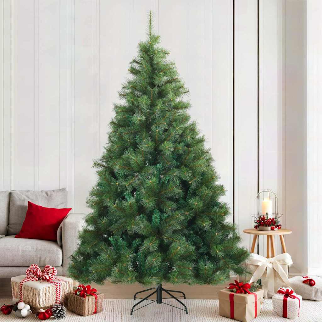 Albero di Natale Artificiale con Rami Pieghevoli Verde 210 cm