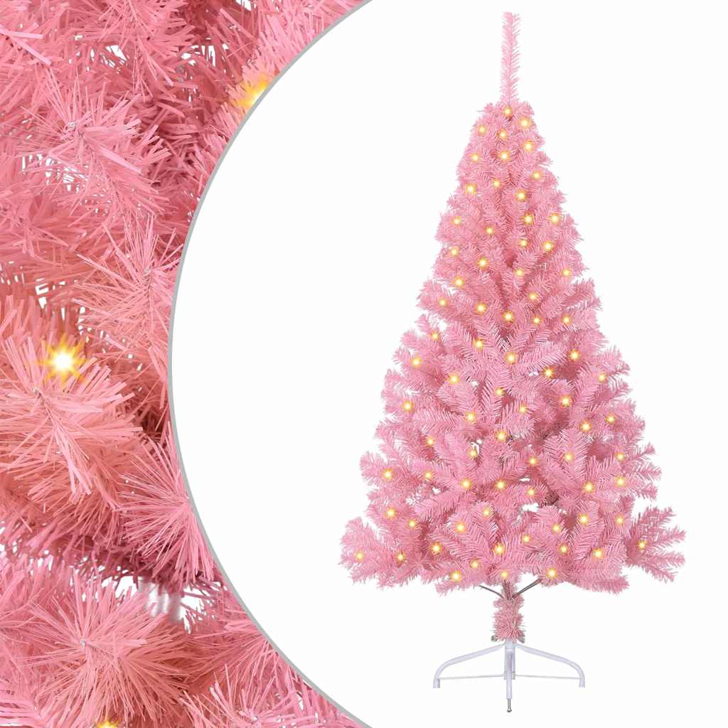 Albero di Natale artificiale con luci integrate Rosa 120 cm PVC