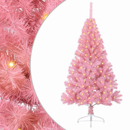 Albero di Natale artificiale con luci integrate Rosa 120 cm PVC