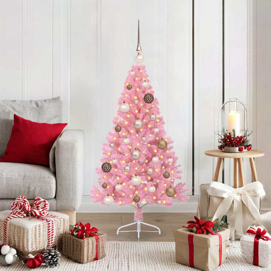 Albero di Natale artificiale con luci integrate Rosa 120 cm PVC