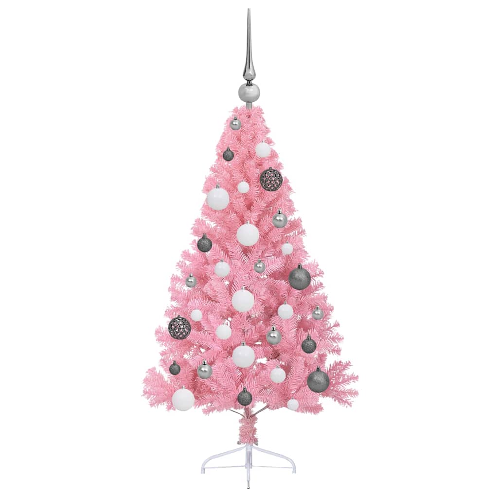 Albero di Natale artificiale con luci integrate Rosa 120 cm PVC