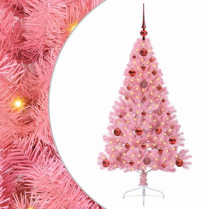 Albero di Natale artificiale con luci integrate Rosa 120 cm PVC