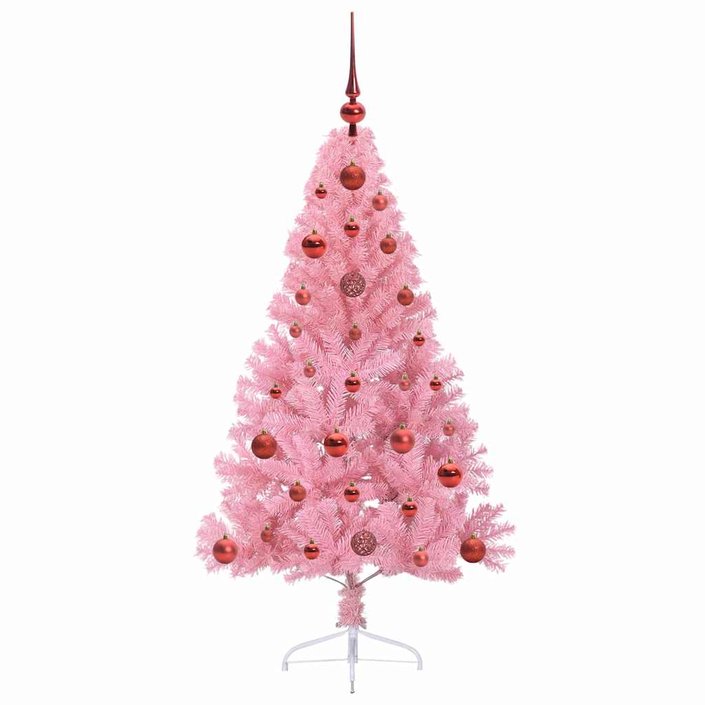 Albero di Natale artificiale con luci integrate Rosa 120 cm PVC
