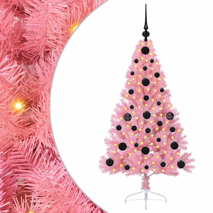 Albero di Natale artificiale con luci integrate Rosa 120 cm PVC
