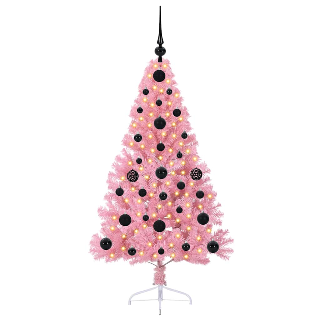 Albero di Natale artificiale con luci integrate Rosa 120 cm PVC
