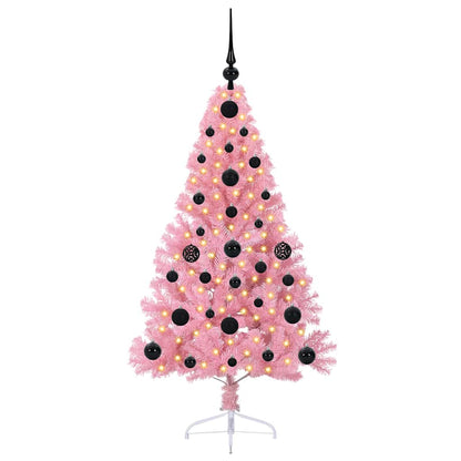 Albero di Natale artificiale con luci integrate Rosa 120 cm PVC