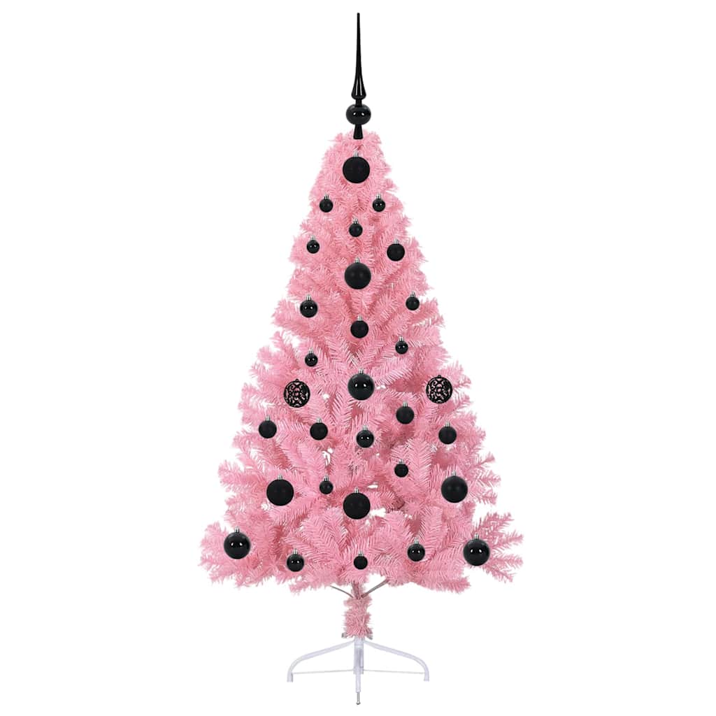 Albero di Natale artificiale con luci integrate Rosa 120 cm PVC