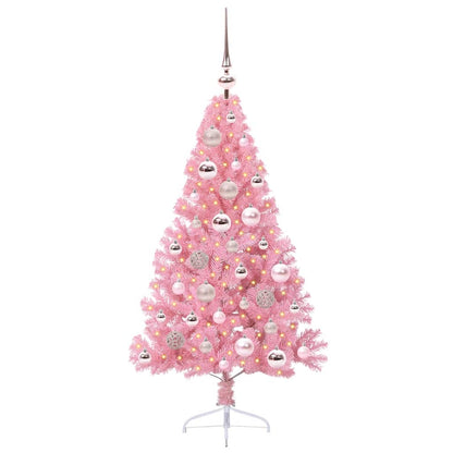 Albero di Natale artificiale con luci integrate Rosa 120 cm PVC