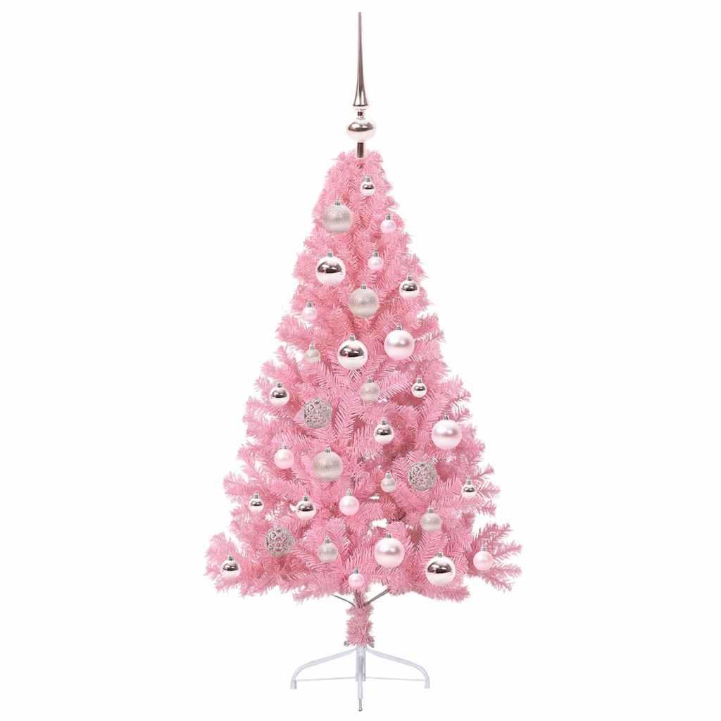 Albero di Natale artificiale con luci integrate Rosa 120 cm PVC