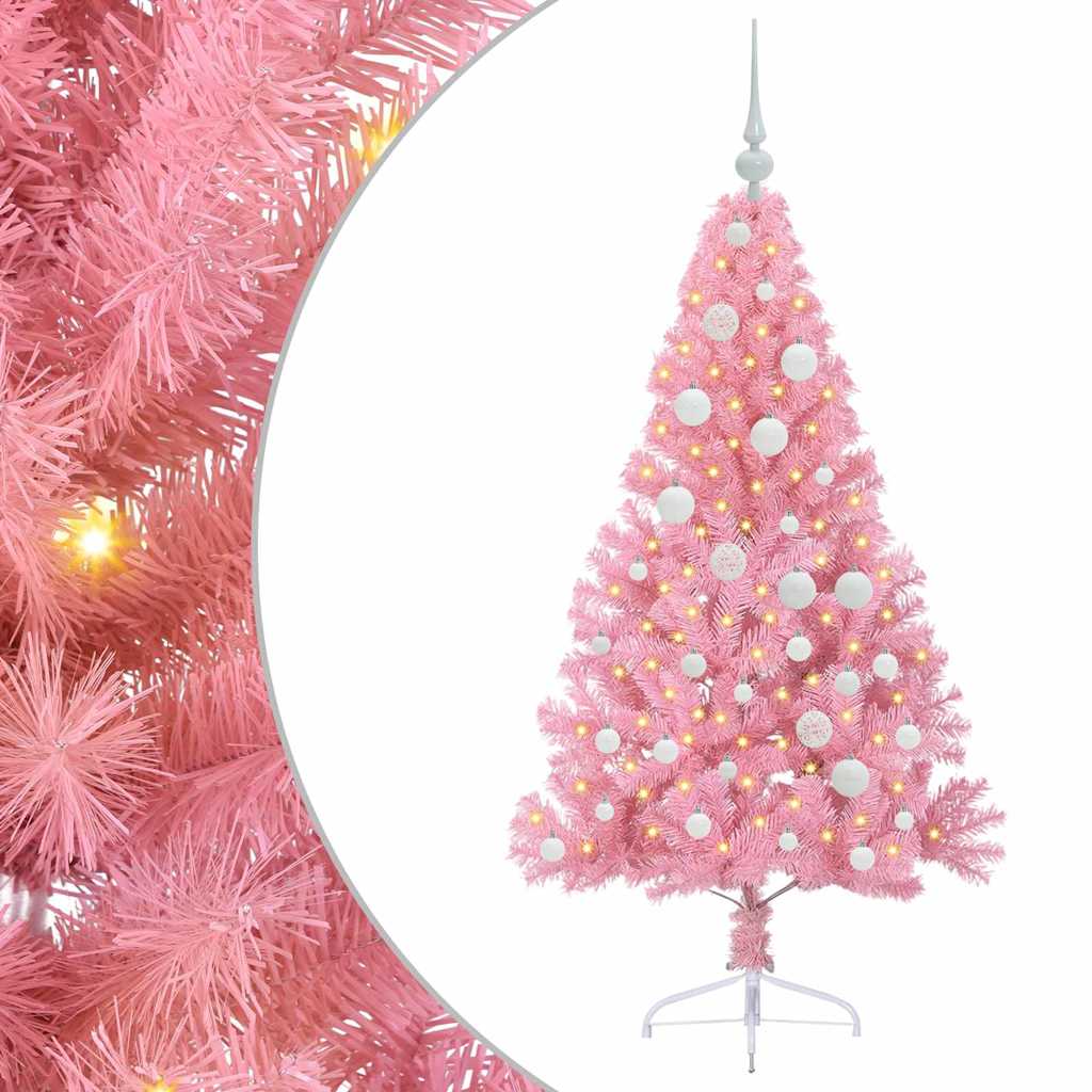 Albero di Natale artificiale con luci integrate Rosa 120 cm PVC