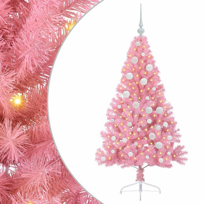 Albero di Natale artificiale con luci integrate Rosa 120 cm PVC