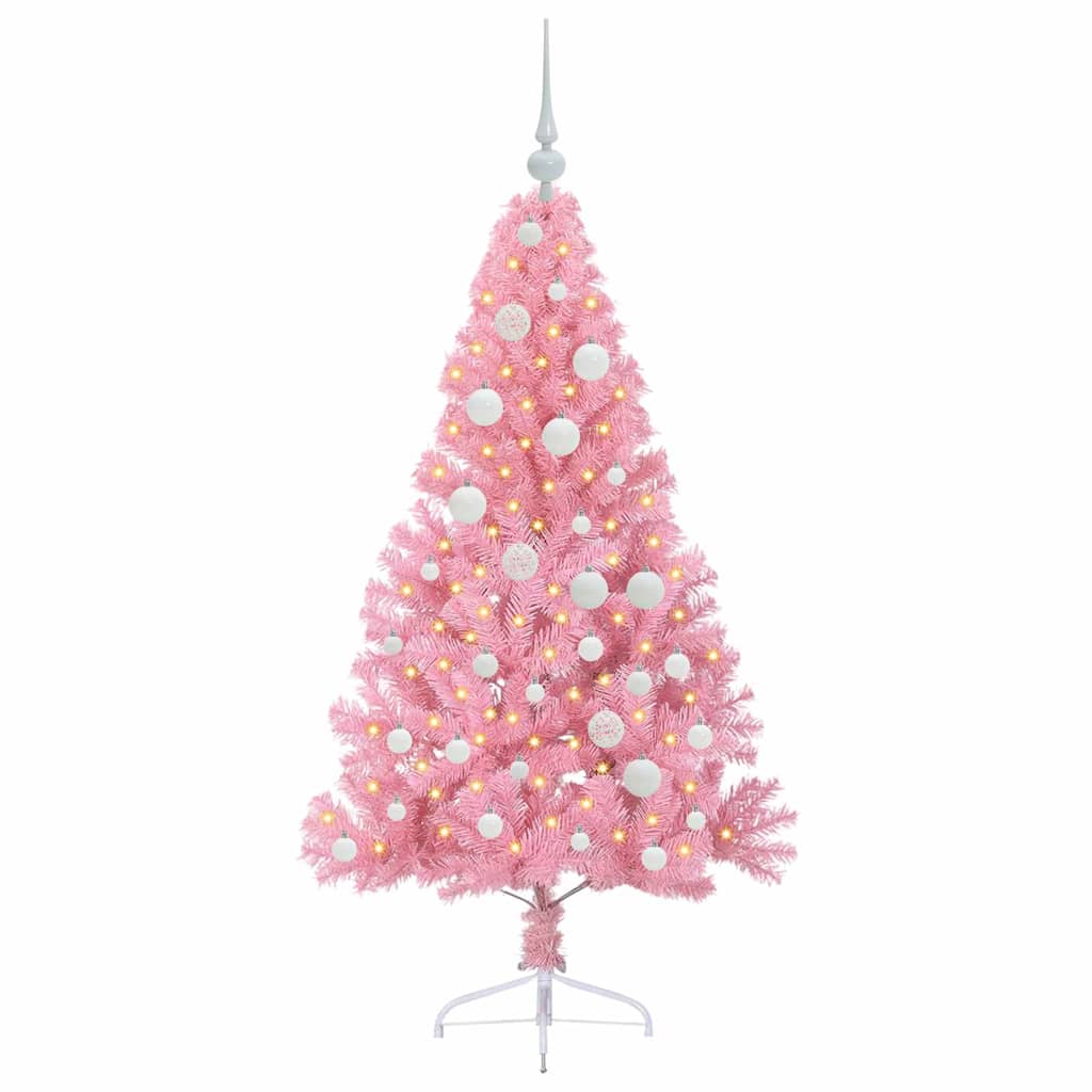 Albero di Natale artificiale con luci integrate Rosa 120 cm PVC