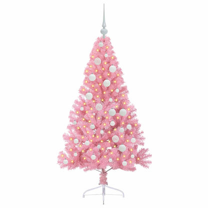 Albero di Natale artificiale con luci integrate Rosa 120 cm PVC