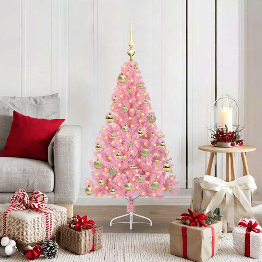 Albero di Natale artificiale con luci integrate Rosa 120 cm PVC