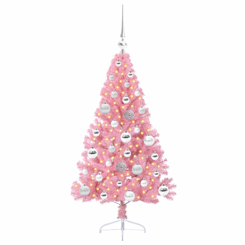 Albero di Natale artificiale con luci integrate Rosa 120 cm PVC